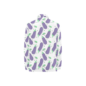 Eggplant Pattern Print Design 05 Women's Long Sleeve Polo Shirt
