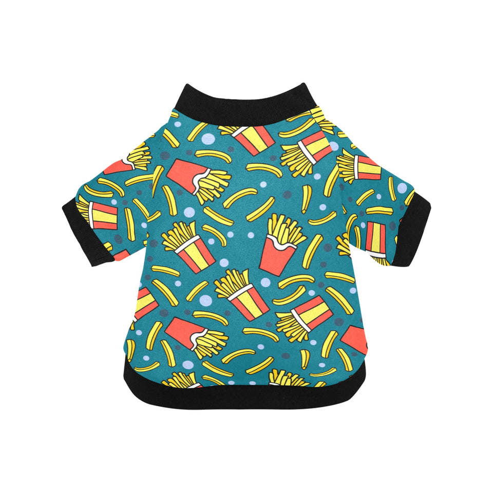 French fries red paper box pattern All Over Print Pet Dog Round Neck Fuzzy Shirt
