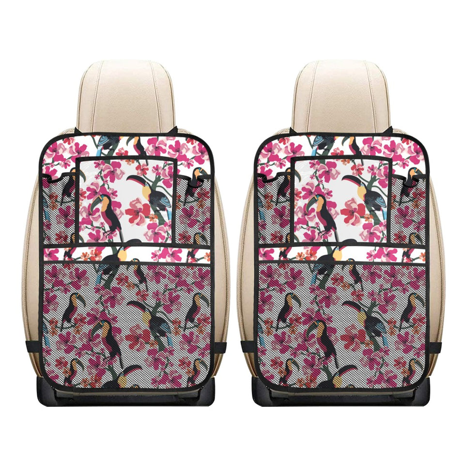 Toucan flower design pattern Car Seat Back Organizer