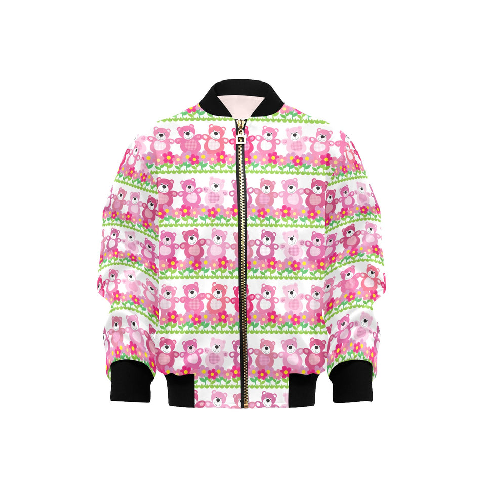 Teddy Bear Pattern Print Design 04 Kids' Boys' Girls' Bomber Jacket