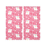 Maneki neko cat sakura pink background Gauze Curtain