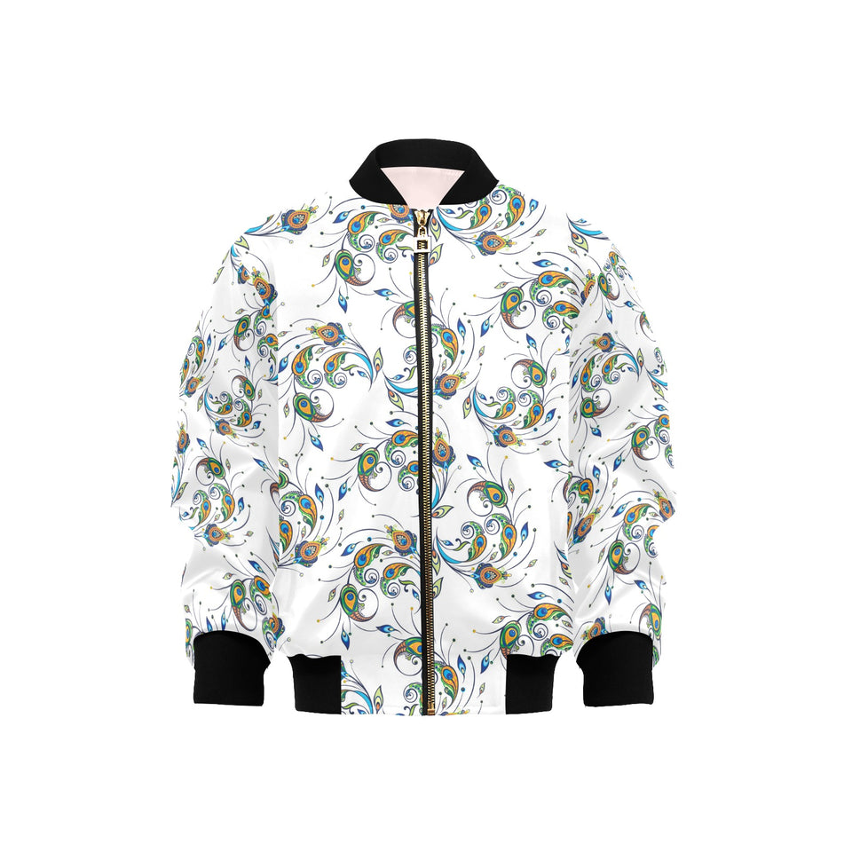 Peacock feather pattern Kids' Boys' Girls' Bomber Jacket