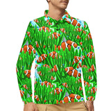 Clown Fish Pattern Print Design 01 Men's Long Sleeve Polo Shirt