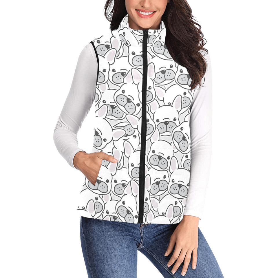 Cute french bulldog head pattern Women's Padded Vest