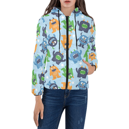 Alien Pattern Print Design 04 Women's Padded Hooded Jacket
