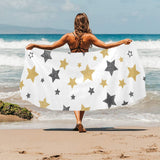 hand drawn gold black star pattern Beach Towel