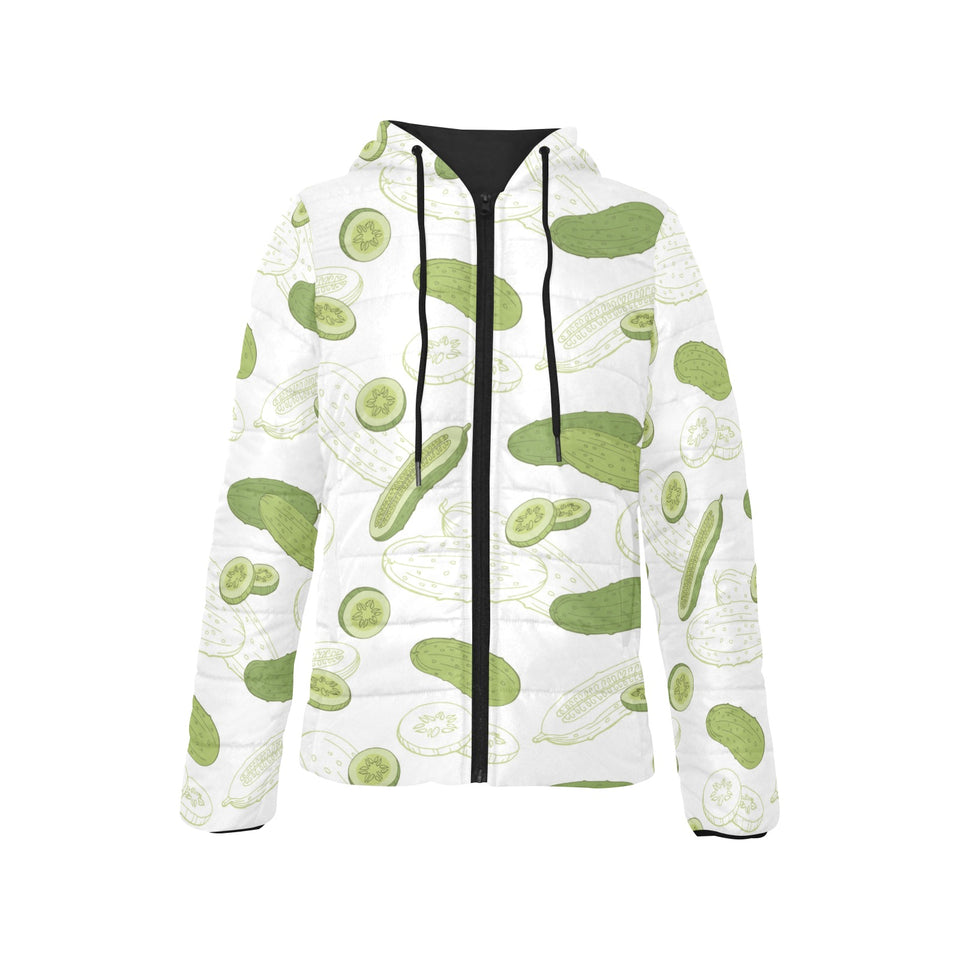 Cucumber sketch pattern Women's Padded Hooded Jacket