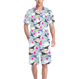 Stingray Pattern Print Design 01 Men's V-Neck Short Pajama Set
