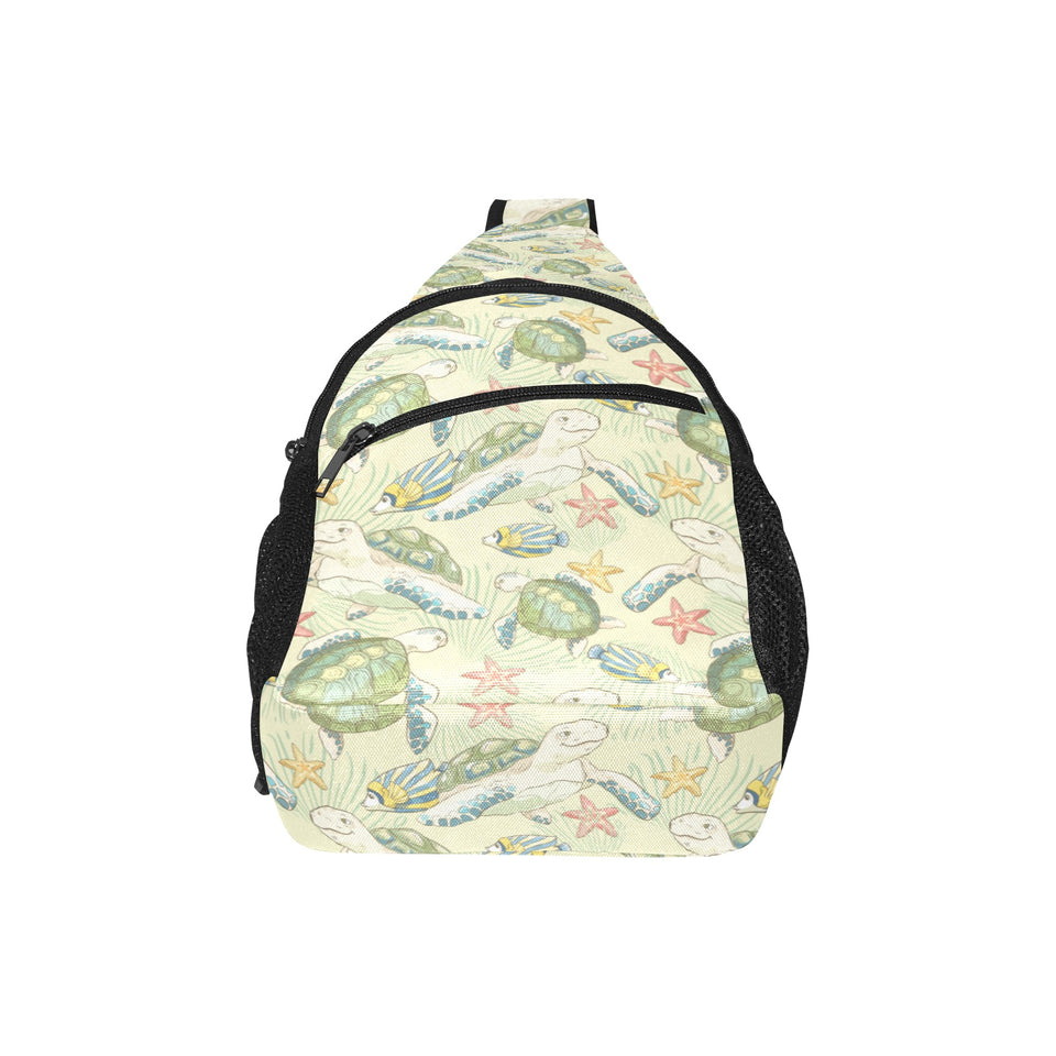 Hand drawn sea turtle fish pattern All Over Print Chest Bag