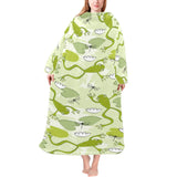 Cute frog dragonfly pattern Blanket Robe with Sleeves