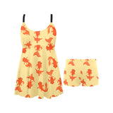 Goldfish Pattern Print Design 02 Chest Sexy Pleated Two Piece Swim Dress