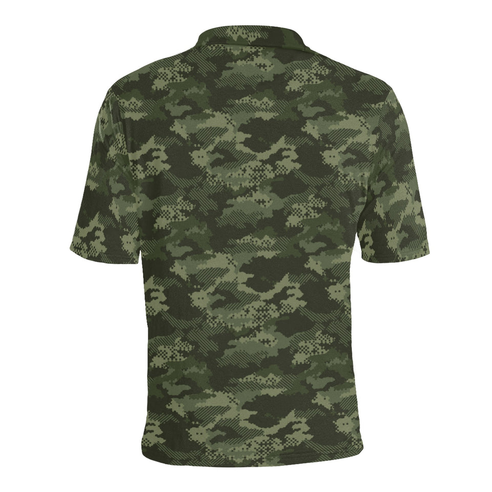 Digital Green camouflage pattern Men's All Over Print Polo Shirt