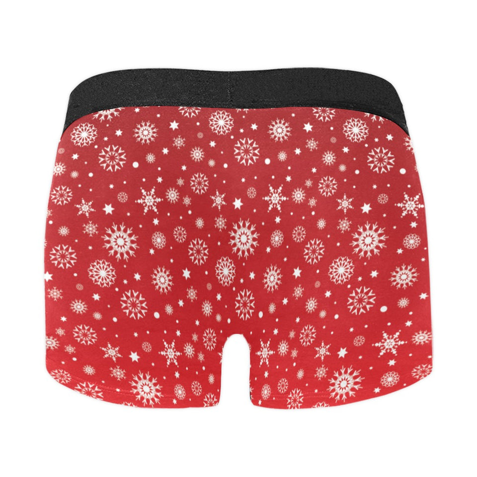 Snowflake pattern red background Men's All Over Print Boxer Briefs Men's Underwear