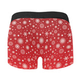 Snowflake pattern red background Men's All Over Print Boxer Briefs Men's Underwear