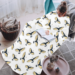 Eagle Pattern Print Design 03 Blanket Robe with Sleeves