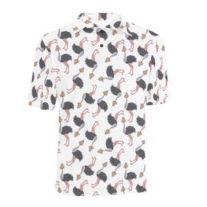 Ostrich Pattern Print Design 02 Men's All Over Print Polo Shirt