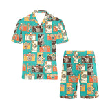 Camera Pattern Print Design 03 Men's V-Neck Short Pajama Set