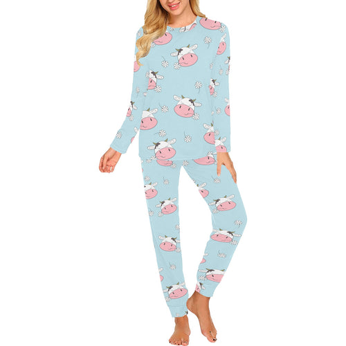 Cute cow flower pattern Women's All Over Print Pajama Set