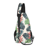 heliconia flowers, palm and monstera leaves All Over Print Chest Bag