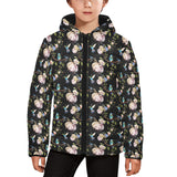 Hummingbird Pattern Print Design 03 Kids' Boys' Girls' Padded Hooded Jacket