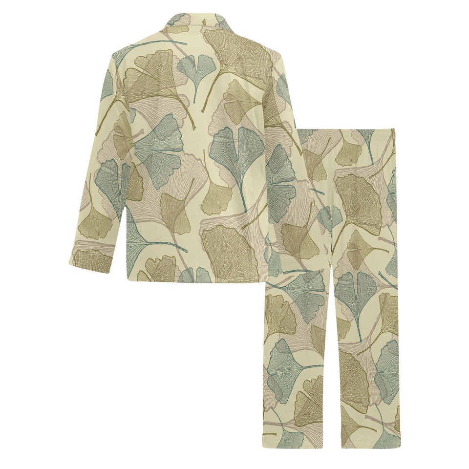 Ginkgo leaves design pattern Men's Long Pajama Set
