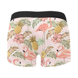 Pink flamingo birds pineapples hibiscus flower pat Men's All Over Print Boxer Briefs Men's Underwear