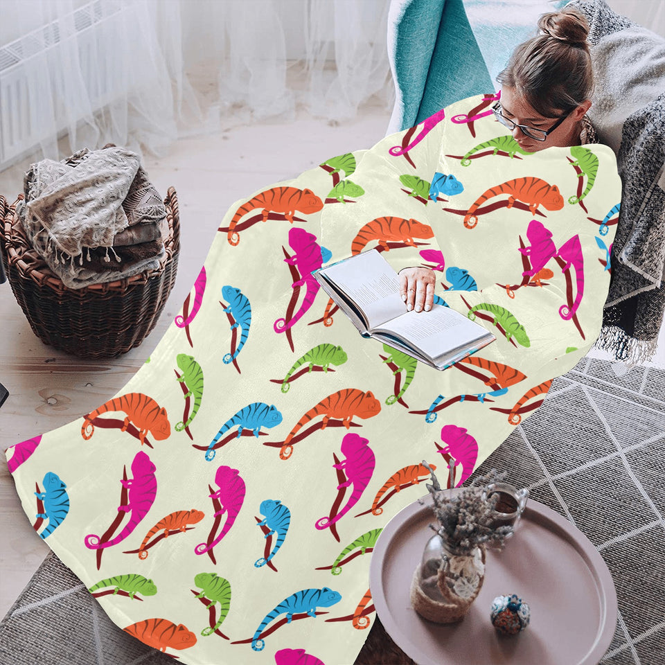 Colorful Chameleon lizard pattern Blanket Robe with Sleeves