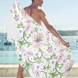 Beautiful pink lotus waterlily leaves pattern Beach Towel