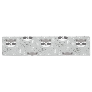 Cute raccoons leaves dot Table Runner