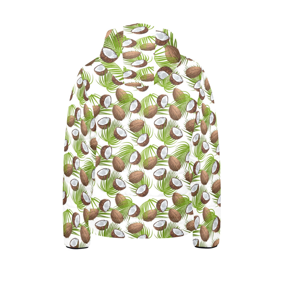 Coconut Pattern Print Design 04 Kids' Boys' Girls' Padded Hooded Jacket