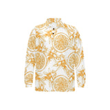 hand drawn orange fruit pattern Men's Long Sleeve Polo Shirt