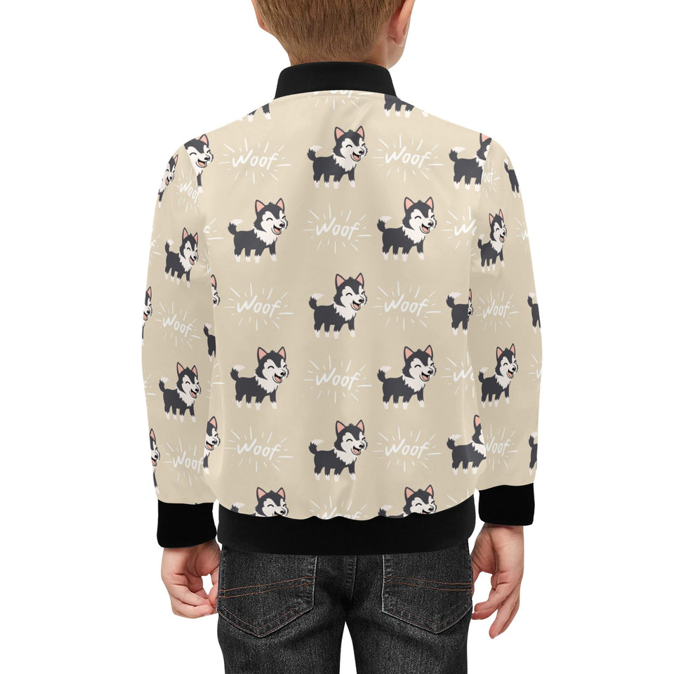 Cute Siberian Husky Kids' Boys' Girls' Bomber Jacket