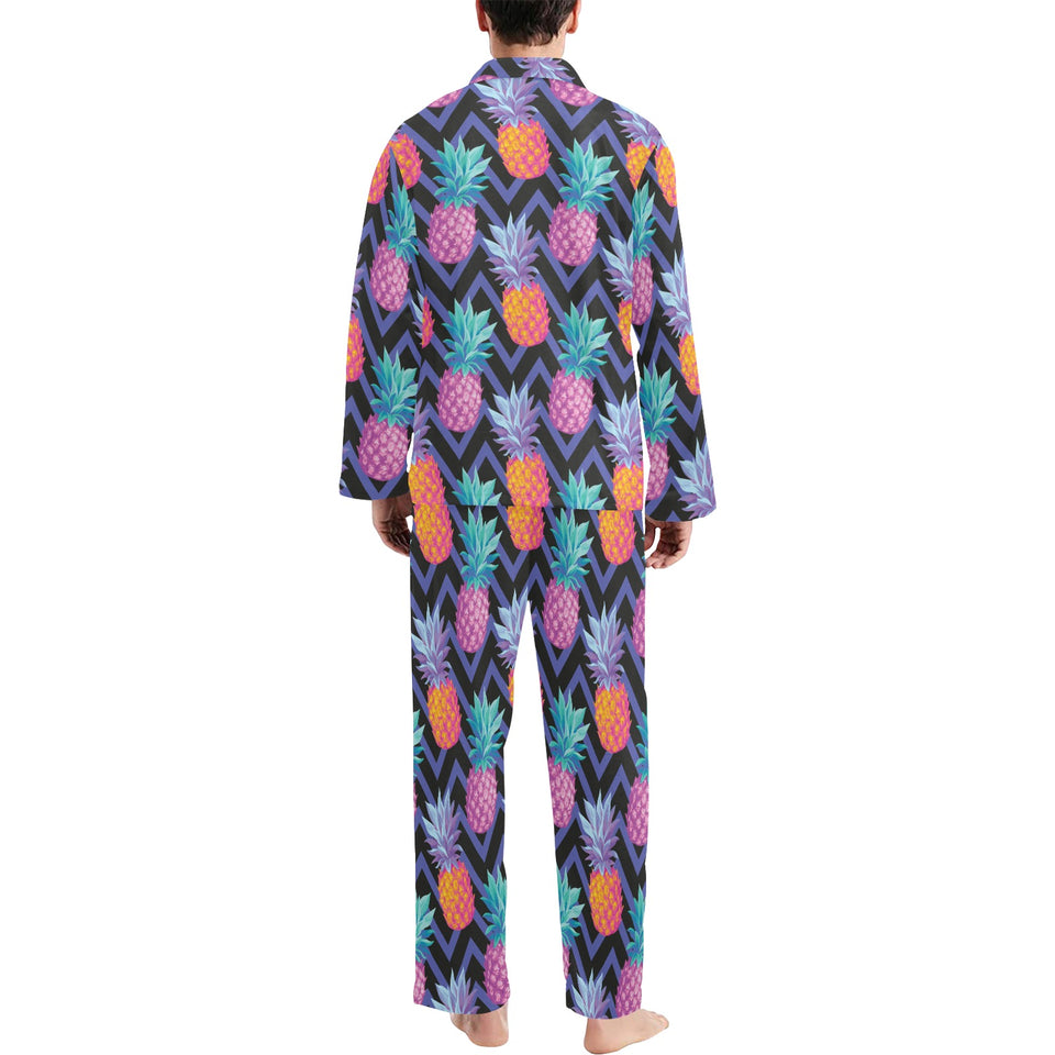 Pineapples pattern zigzag background Men's Long Pajama Set