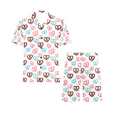 Pretzels Pattern Print Design 04 Men's V-Neck Short Pajama Set