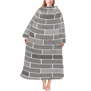 Brick Printed Pattern Print Design 05 Blanket Robe with Sleeves