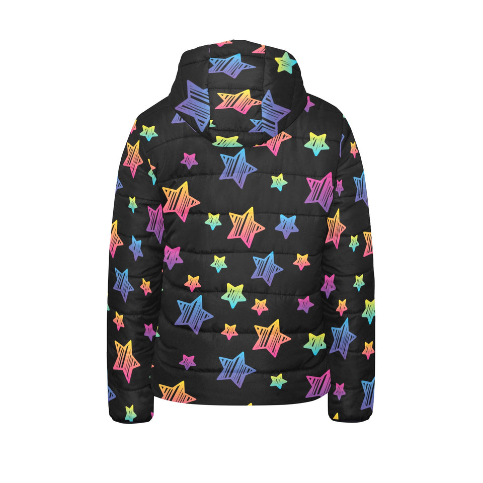 Colorful star pattern Kids' Boys' Girls' Padded Hooded Jacket