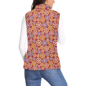 Gear Pattern Print Design 04 Women's Padded Vest