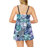 Shell design pattern Chest Sexy Pleated Two Piece Swim Dress