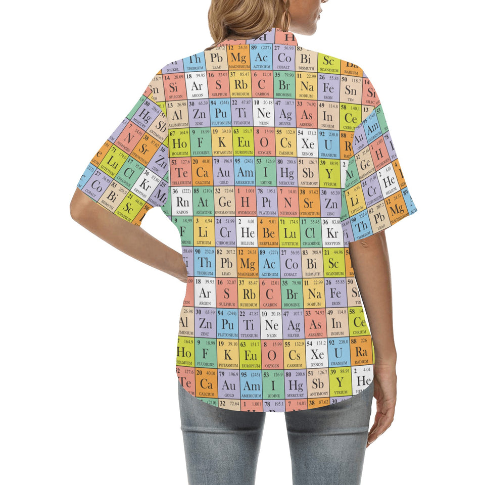 Chemistry Periodic Table Pattern Print Design 01 Women's All Over Print Hawaiian Shirt
