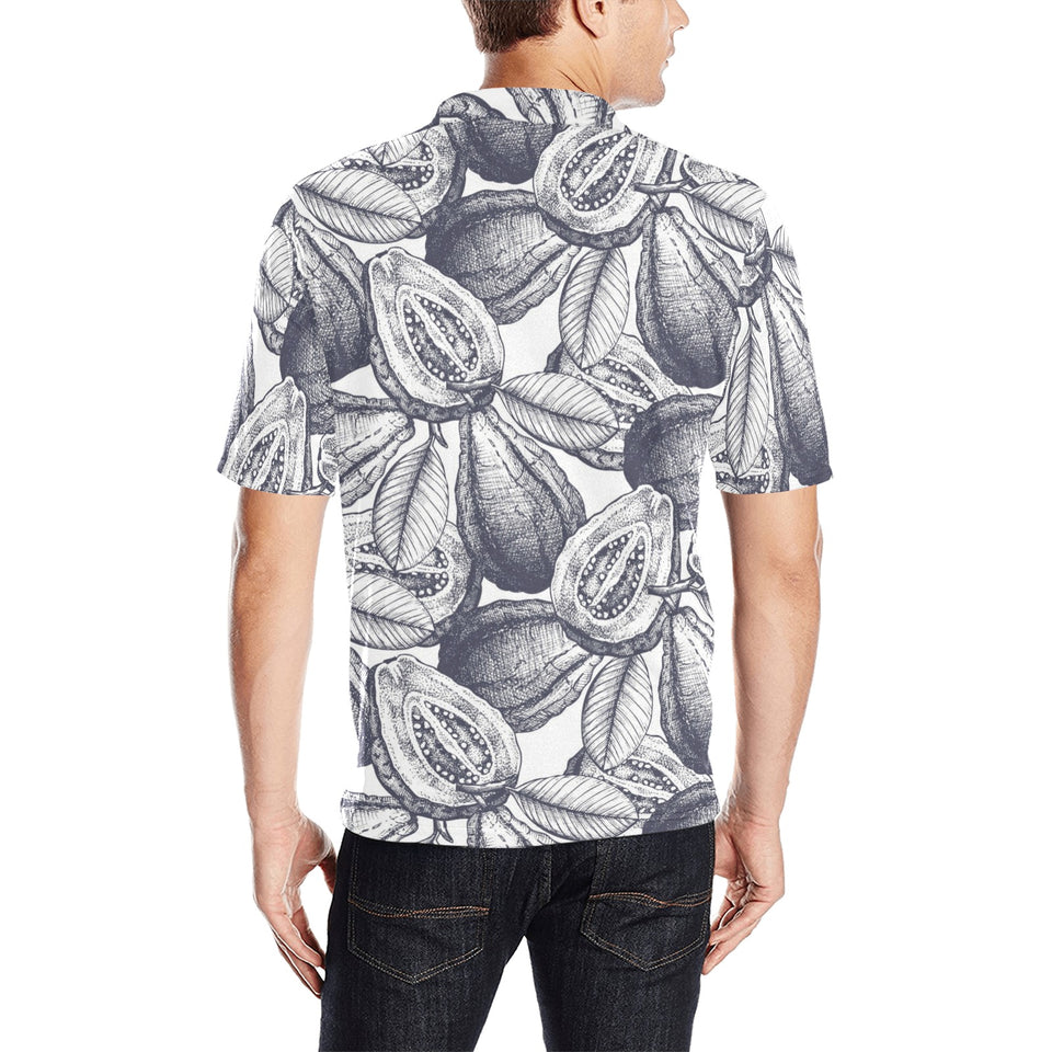 Guava tropical hand drawn pattern Men's All Over Print Polo Shirt