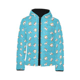 Jack Russel Pattern Print Design 03 Kids' Boys' Girls' Padded Hooded Jacket
