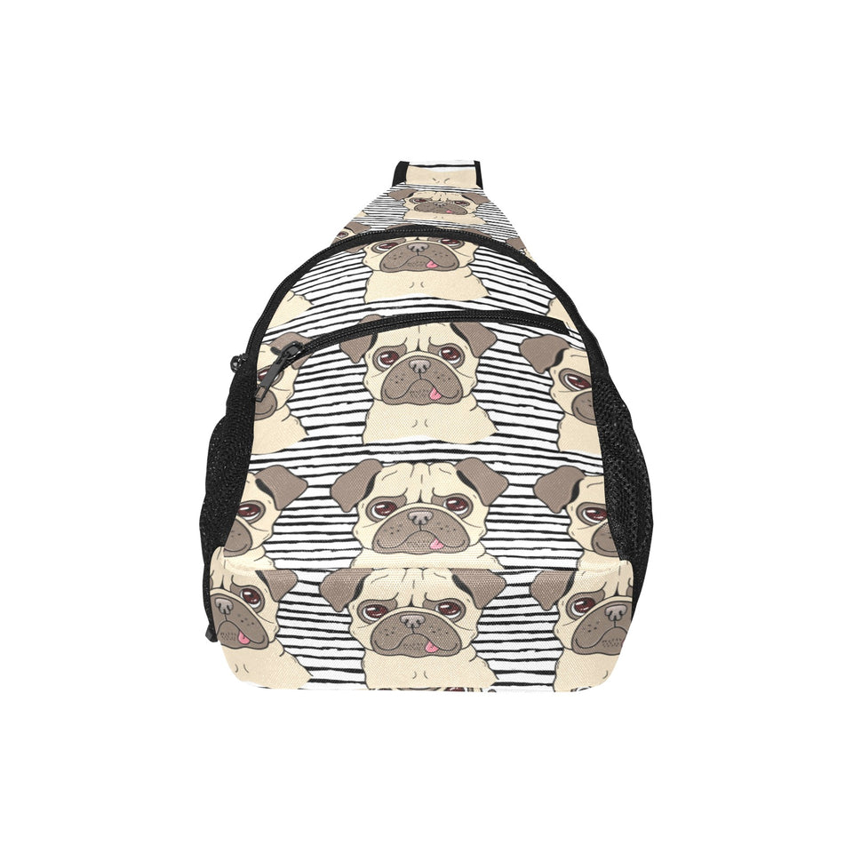 Happy pug pattern All Over Print Chest Bag