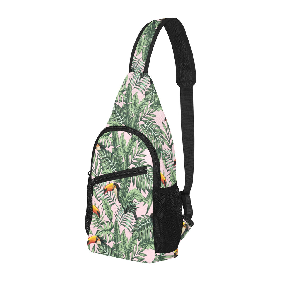 Toucan tropical green jungle palm pattern All Over Print Chest Bag