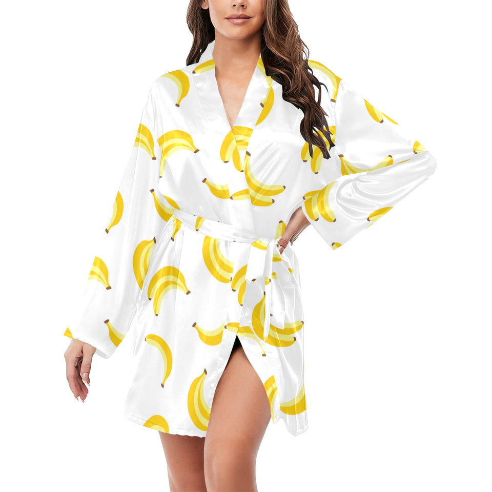 Banana pattern Women's Long Sleeve Belted Night Robe