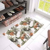 Monkey red hibiscus flower palm leaves floral patt Doormat