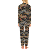 Chameleon lizard tropical leaves palm tree Women's All Over Print Pajama Set