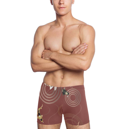 Koi Fish Carp Fish red background Men's Swimming Trunks