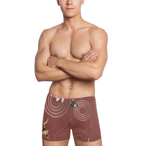 Koi Fish Carp Fish red background Men's Swimming Trunks