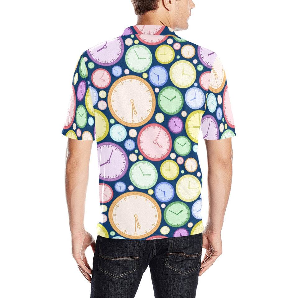 Colorful clock background Men's All Over Print Polo Shirt