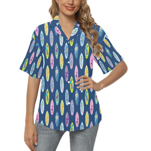Surfboard Pattern Print Design 03 Women's All Over Print Hawaiian Shirt